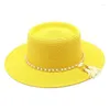 Berets Men Women Colorful Foldable Summer Straw Hat Wide Brim Fedora Sun Beach Porkpie Flat Top Outdoor