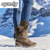 Frauen Winter Mid-kalb Boot Flock Schuhe Damen Mode Schnee Stiefel Oberschenkel Hohe Wildleder Warme Botas Zapatos De Mujer 230922