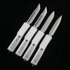 JUFULE Mini White UT70 Combat Tactique Couteau automatique T6-Aluminum CNC D2 lame Portefeuille Couteaux de poche micro 204P Exocet TECH Couteaux automatiques