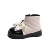 Stiefel Kinder Leder mit Bogenschuhen Herbst Winter Girls süße Perle kurze Kinder Baby wasserdichte Knöchel