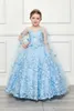 3D Papillon Cape Fille Pageant Robe 2024 Paillettes Petit Enfant Amusant Mode Piste Drame Anniversaire Formelle Cocktail Robe De Soirée Enfant Ado Miss Lilas Bleu Clair Blush