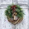 Couronnes de fleurs décoratives Noël pomme de pin cloche rotin couronne campagne porte cintre tenture murale décor fenêtre décoration Simulation guirlande 231019