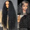 服を着て、毛むくじゃらの巻き毛を着て、かつらhd透明なレースGlueless Wig Brazilian Deep Wave Lace Frontal Wig Preplucked