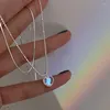 Pendants 925 Sterling Silver Tassel Moonstone Heart Pendent Necklace For Women Wedding Party Jewelry Choker Collar Colar De Prata