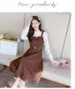 Casual Dresses Autumn And Winter For Women 2023 Corduroy French Long Vintage Patchwork Elegant Pretty Women's