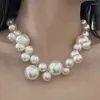ペンダントネックレス女性のためのエレガントな白い真珠チーカーネックレスシンプルなビーズ鎖骨チェーンウェディング花嫁ファッションジュエリー