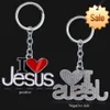 Metal Cross Ancient Silver Key Chain Car Bag Pendant Accessories KeyRing Jewelry I Love Jesus Sacred Objectove Gifts