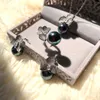 Necklace Earrings Set Lihua Jewelry Three-piece Design Black Shell Pearl For Women Plated 18k Natural Mother-of-pearl Petal Ring