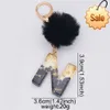 Black Pompom Letter Keychain Glitter Gradient Resin A-Z Initials Alphabet Keyring Pendant Women Handbag Phone Decorative Gift