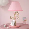 Table Lamps Ins Sweet Style Fabric Resin Lamp Pink Girl Bedroom Deco Children Bedside Led Desk Stand Light Fixtures