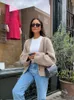 حاكمة النساء Tees v-neck cardigan Women Long Longe Single Solided Slid Slim Patchwore Sweater Fashion Highstreet Outwear 231019