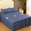 Sängkjol 3st Bed Sheet spets kjol ELASTIC MONTERAD DUBBELSPRODA MED KULDFALLER MADRESS COVER Sängkläder Set Elastic King Size Bedlay 231019