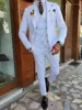 Men's Suits & Blazers (Jacket Pants Vest) Handsome White 3 Piece Groom Tuxedos For Wedding Formal Prom Suit Party Evening Terno