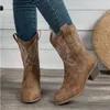 Buty Western Cowboy Women Vintage Hafted Knight na zewnątrz komfort bez poślizgu lekkie buty turystyczne Botina femininas 231019