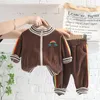 Clothing Sets 1-5t children's Baby Set autumn new girls' long sleeve zipper Sweater Jacket Set Girls' baby Casual Pants Set 231019