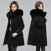 Women's Trench Coats VailElagent Mid Length 3XL Winter Down Cotton-padded Jacket Slim Coat Hooded Fur Collar Outwear Female Thicken Warm
