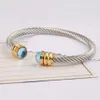 Bracelet manchette en acier inoxydable, perle bleue, bijoux à la mode, accessoires de poignet fins, ornement à la main, réalisable 2502
