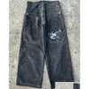 Herren Jeans Streetwear Jnco Y2K Hip Hop Cartoon Grafikdruck Vintage Baggy Schwarze Hosen Männer Frauen Hohe Taille Breite Beinhose Drop D