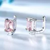 Umcho Solid925 Sterling Silver Clip Earrings for Women Rose Pink Morganite Gemstone Wedding Engagement Fashion Jewelry Gift 22021266S