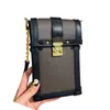 女性チェーンクロスボディバッグ携帯電話バッグシングルショルダーデザイン女性本物の革の財布金属ボタンファッション茶色の小さなバッグ