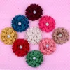 Decorative Flowers 5pcs 3.6" Artificial Headband Fabric Hair With Rhinestone Button Lace Trim Patch Applique Wedding