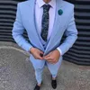 Męskie garnitury Blazers krawiec wykonał jasnoróżowy zielony niebieski mężczyzna Homme Lapel dopasowanie Fine Tux Groom Suit Men Blazer Three Piece T3051