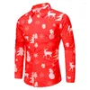 Men's Dress Shirts 2024 Christmas Snowman Shirt Top T-Shirt Red Pink Blue Soft Comfortable Fashion Party Long Sleeve Lapel Clothing