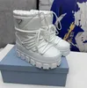 Placa botas de neve designer shearling botas de náilon luxo feminino outono inverno logotipo pano à prova dwaterproof água quente dentes grandes botas de neve sola grossa