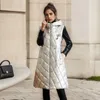 Gilets pour femmes 2023 hiver veste sans manches manteau femmes vers le bas coton à capuche longue gilet automne femme solide mode fermeture éclair gilet mince vêtements d'extérieur 231018