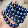 Strand Natural Stone Pärlor Phoenix Lapis unisex Elastic Bangle Round Armband för män Kvinnliga smycken gåvor