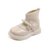 Botas crianças moda botas de couro inverno meninas antiderrapante sola de borracha algodão quente pérola princesa tornozelo botas criança sapatos 231018