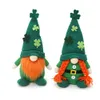 Green Leaf Festival Irish Guardian Saint Patrick Clover Knitted Hat Couple Doll Party Decoration
