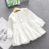 Robes de fille coton filles bébé robe printemps et automne blanc à manches longues vêtements petite princesse enfants
