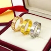 Nagelring Designer Charm Sieraden Mode Klassieke sieraden Zes diamanten Titanium Staal Paar met getijdenring voor heren en kerstcadeau voor dames