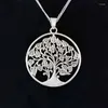 Pendant Necklaces 1 X Tibetan Silver Hollow Open Large Big Tree Round Pendants Adjustable Length Long Link Chain Jewelry Choker
