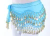 Other Fashion Accessories 1pcs/lot Women Belly Dance Hip Scarf Accessories 3 Row Belt Skirt With 128pcs Gold color coin bellydance Coins Waist Chain 231018