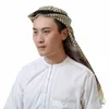 Bérets pour hommes arabes, foulard de tête respirant, enveloppement de cou avec corde Aqel, Turban imprimé à carreaux, couvre-chef du moyen-orient, Costume arabe