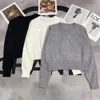 Autumn Knit Top Designer Sweater Womens Fashion Letter Emed Knitwear Round Neck Slim Long Sleeve Short Women Sweater