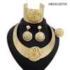 Yulaili Nieuwe Nigeriaanse Bruiloft Afrikaanse Bruids Dubai Sieraden Sets voor Vrouwen Gouden en Zilveren Grote Ketting Oorbellen Armband Ring267H