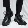 Kleidschuhe Herren 2023 Sommer Britischer Stil Schwarz Freizeitleder Business Big Head Arbeitsmode