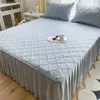 Bed Skirt Blue Bed Skirt Pillowcase Solid Color 1.5/1.8/2m Mattress Protective Cover Soft Comfortable Silk Wadding Padded Plaid Bedspread 231019