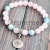 MG0640 Bracciale da donna in quarzo rosa Bracciale energetico acquamarina di grado A Albero della vita Bracciale Yoga Mala Bracciale275B