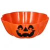 Serviessets Halloween Slakommen Grappig Bord Plastic Pompoen Lantaarn Decoratie Lampvorm Schotel Fruitpatroon Oranje Dinerborden