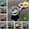 Noctilucent Moon Keychain Solar System Planetary Pendant Accessories Galaxy Nebula Earth Mars Saturn Glass Ball Keyring Gift