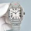Handgefertigte Diamantuhr für Herren, automatisches mechanisches Uhrwerk, Damenuhren, 40 mm, Saphirglas, mit diamantbesetztem Stahlarmband, Montre de Luxe