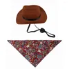 Vêtements pour chiens Ensemble de chapeaux pour animaux de compagnie Vintage Triangle Écharpe Accessoires Chat Western Cowboy pour