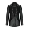 Women's Leather Red Small Suit Autumn Long Sleeved Slim Fitting Soft Female Single Button Commuting Casual Solid Jacket