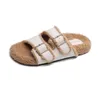 Sandali Appartamenti Pantofole Donna Autunno e Inverno Scarpe di cotone con velluto caldo peluche Open Toe 47ZQ #
