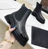 Botas de diseñador de lujo para mujer Botas de tobillo de piel de becerro negras Zapatos planos sin cordones de calidad Botas de motocicleta de moda con apertura ajustable occidental Tamaño 35-40