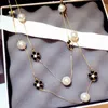 Lange Luxus Kleine Kette Perlenkette Für Frauen Kamelie Doppelschicht Collane Lunghe Donna Blumen Maxi Party Geschenk Ketten286l